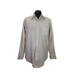 Lenox Broadmoor Cloth Button Front‎ Shirt Men's Large Micro Pattern Mod Vintage